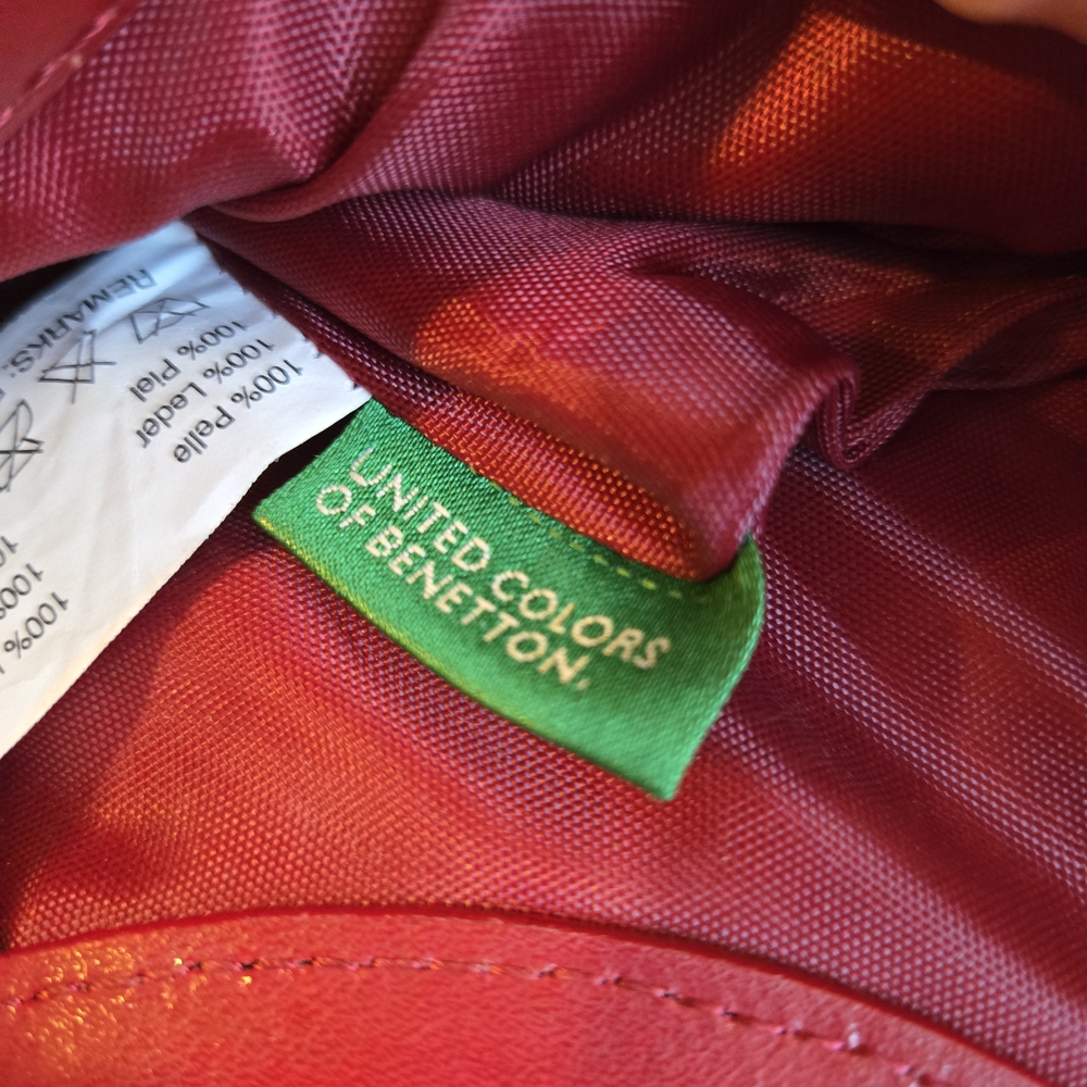 United Colors Of Benetton Burgundy Red Mini Circle-Handle Leather Bag 12x13.5 - Picture 8 of 12